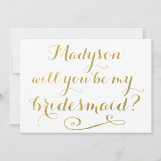 Wirst du meine Bridesmaid-Goldkalligrafie sein? Einladung
