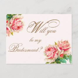 Wirst du meine Bridesmaid-Postkarte mit Rose sein? Einladungspostkarte