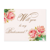Wirst du meine Bridesmaid-Postkarte mit Rose sein?