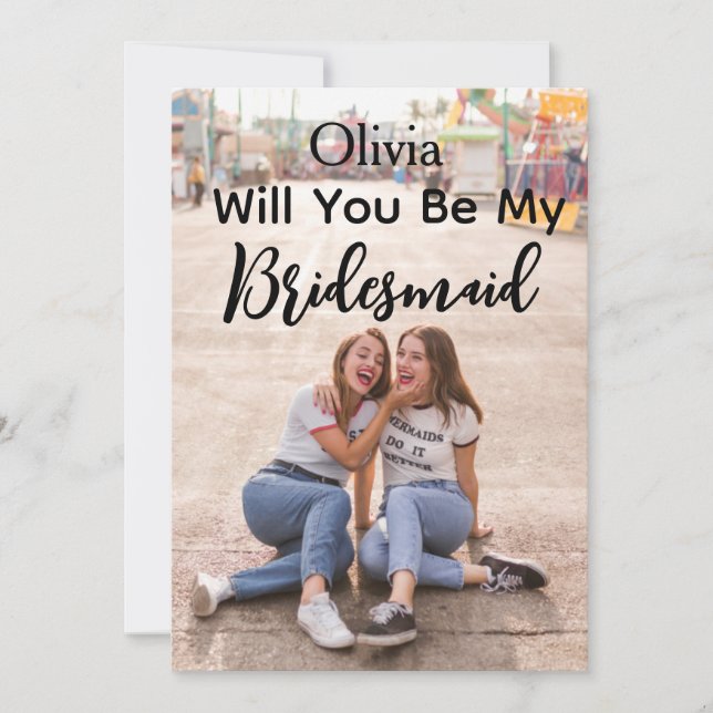 Wirst du meine Bridesmaid sein, einfaches modernes Einladung (Vorderseite)