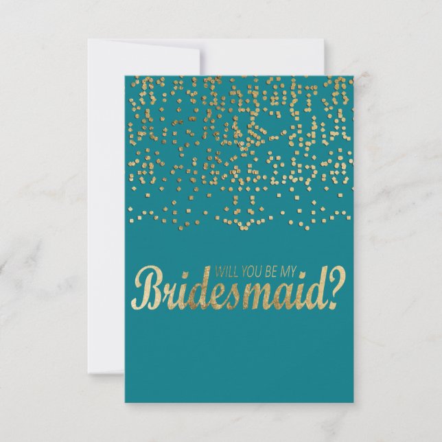 "Wirst du meine Bridesmaid sein?" Imitats Gold Con Einladung (Vorderseite)