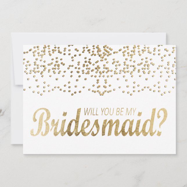 "Wirst du meine Bridesmaid sein?" Imitats Gold Con Einladung (Vorderseite)