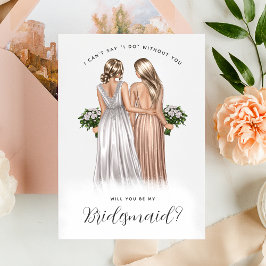 Wirst du meine Bridesmaid sein? Mädchen in Gowns V Einladung
