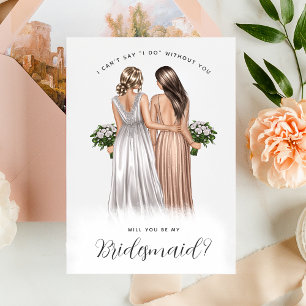 Wirst du meine Bridesmaid sein? Mädchen in Gowns V Einladung