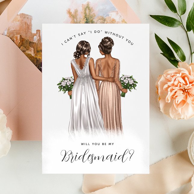 Wirst du meine Bridesmaid sein? Mädchen in Gowns V Einladung (Von Creator hochgeladen)