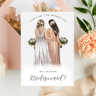 Wirst du meine Bridesmaid sein? Mädchen in Gowns V Einladung