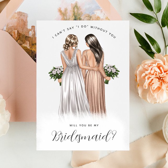 Wirst du meine Bridesmaid sein? Mädchen in Gowns V Einladung (Von Creator hochgeladen)