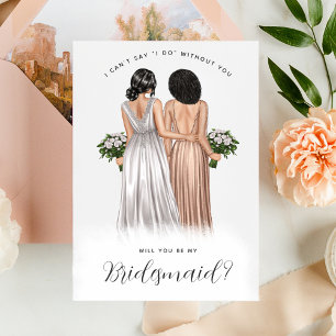 Wirst du meine Bridesmaid sein? Mädchen in Gowns V Einladung