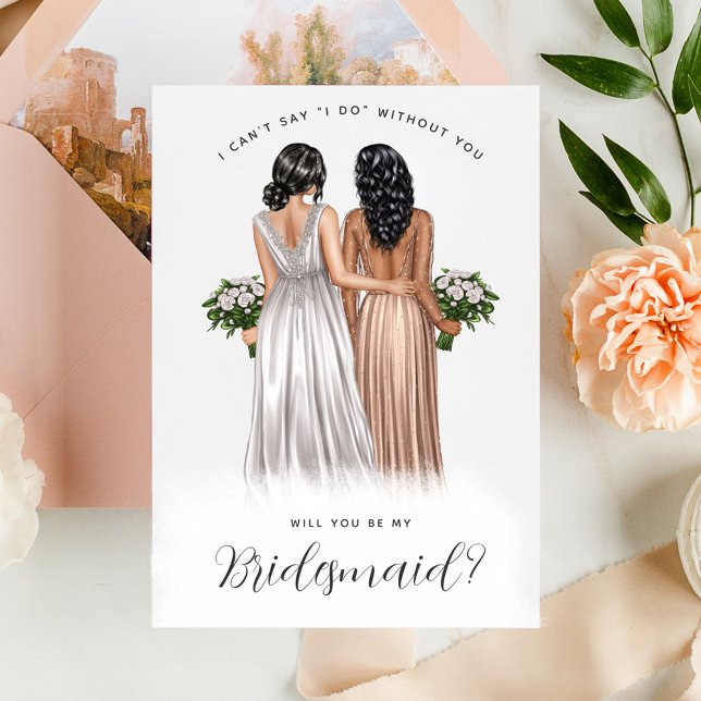 Wirst du meine Bridesmaid sein? Mädchen in Gowns V Einladung (Von Creator hochgeladen)