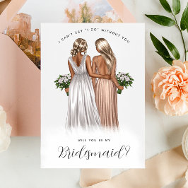 Wirst du meine Bridesmaid sein? Mädchen in Gowns V Einladung