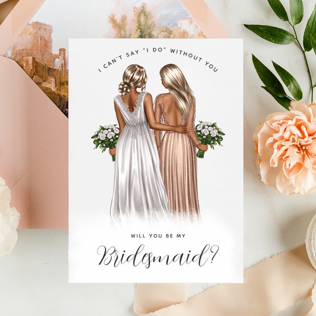 Wirst du meine Bridesmaid sein? Mädchen in Gowns V Einladung (Von Creator hochgeladen)