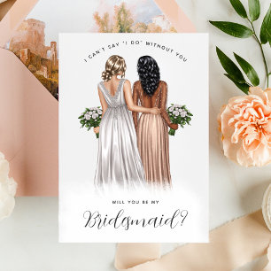 Wirst du meine Bridesmaid sein? Mädchen in Gowns V Einladung