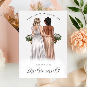 Wirst du meine Bridesmaid sein? Mädchen in Gowns V Einladung