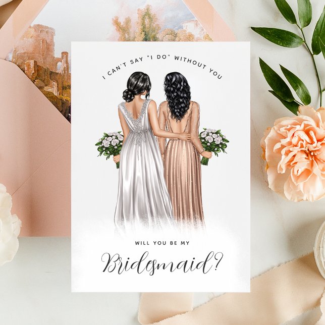 Wirst du meine Bridesmaid sein? Mädchen in Gowns V Einladung (Von Creator hochgeladen)