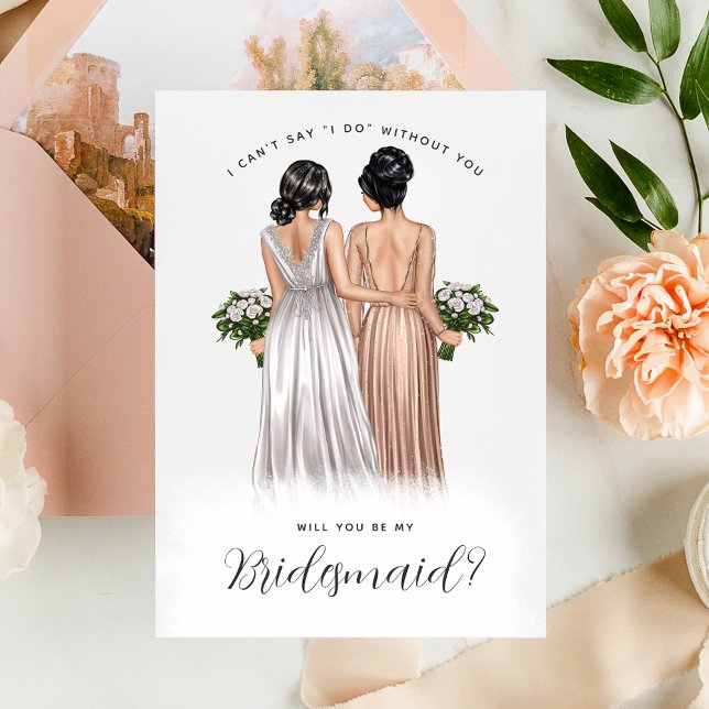 Wirst du meine Bridesmaid sein? Mädchen in Gowns V Einladung (Von Creator hochgeladen)