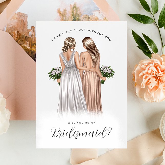 Wirst du meine Bridesmaid sein? Mädchen in Gowns V Einladung (Von Creator hochgeladen)