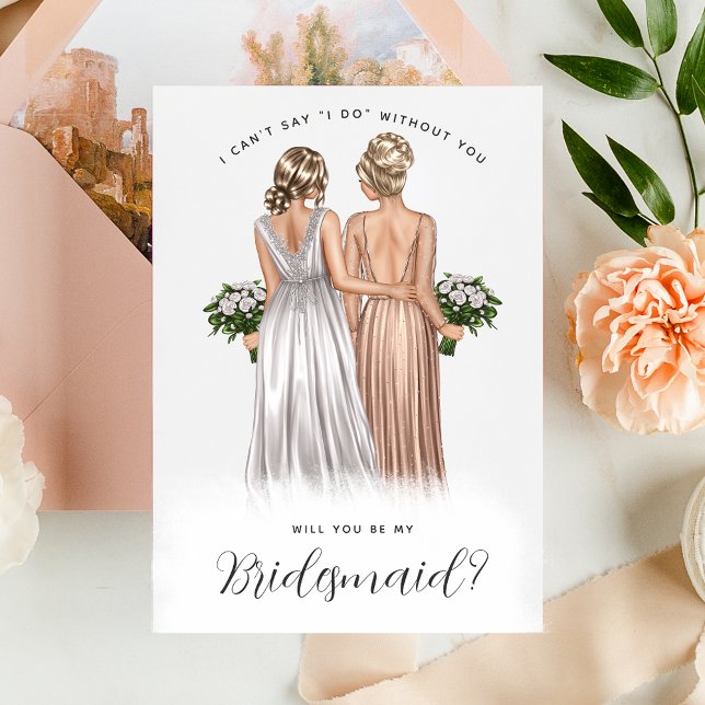 Wirst du meine Bridesmaid sein? Mädchen in Gowns V Einladung (Von Creator hochgeladen)