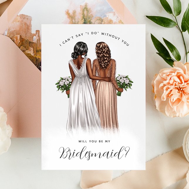 Wirst du meine Bridesmaid sein? Mädchen in Gowns V Einladung (Von Creator hochgeladen)