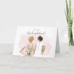 Wirst du meine Bridesmaid sein, rosa, rot. Karte