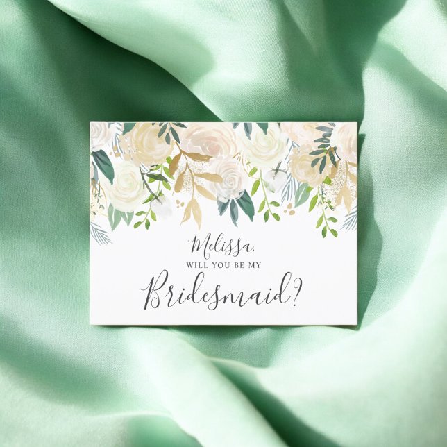Wirst du meine Bridesmaid-weiße Blume sein? Einladungspostkarte (Von Creator hochgeladen)