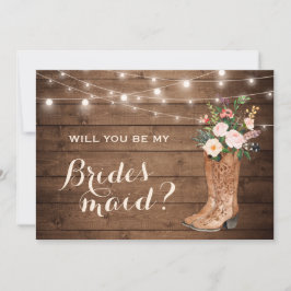 Wirst du meine Bridmaid Rustic Girl Boots Floral s Einladung