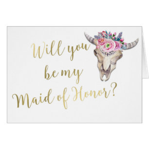 Wirst du meine EHRENDAME Boho Kuh-Schädel Gold