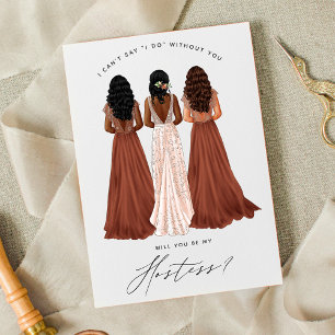 Wirst du meine Hostess sein? Mädchen in Abendkleid Einladung