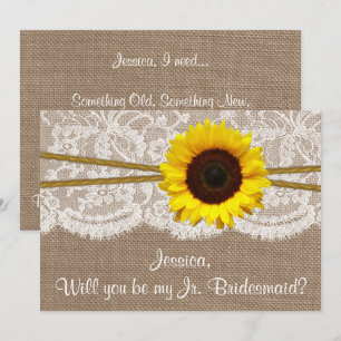 Wirst du meine Jr. Bridesmaid sein? Rustikale Sonn Einladung