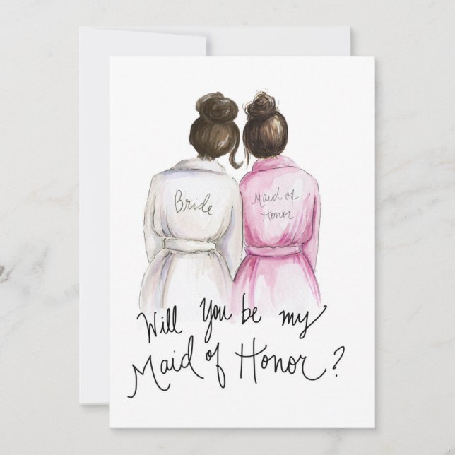 Wirst du meine MOH sein? Dk Br Bun Bride Dk Br Bun Dankeskarte (Vorderseite)