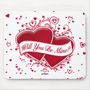 Wirst du meine sein? Rote Herzen Mousepad