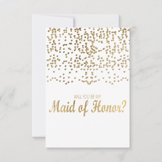 "Wirst du meine Trauzeugin sein?" Imitats Gold Con Einladung (Vorderseite)