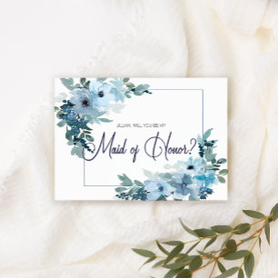 Wirst du meine Trauzeugin sein Moderne Blaue Rosen
