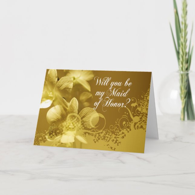 Wirst du meine Trauzeugin sein? Orchideen Einladung (Vorderseite)