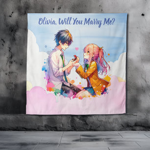 Wirst du mich heiraten   Anime-Heiratsantrag  Wandteppich