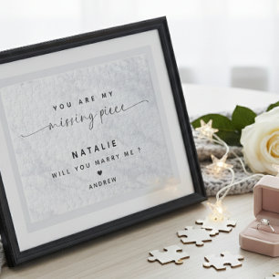 Wirst du mich heiraten? Einfache saubere weiße Ver Puzzle