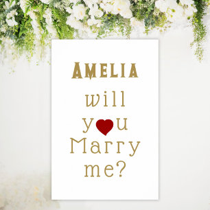 Wirst du mich heiraten Heart Red Romantischer Heir Poster