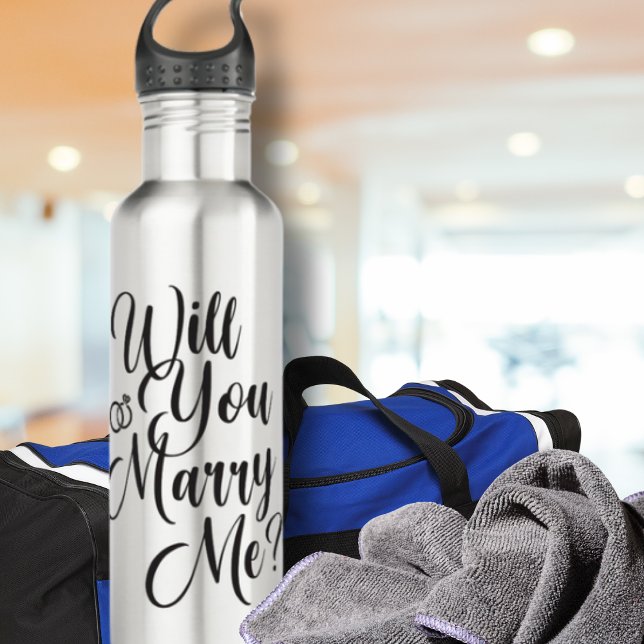 Wirst du mich heiraten - Heiratsantrag  Edelstahlflasche (Will You Marry Me? Stainless Steel Water Bottle - Engagement Marriage Proposal Idea)