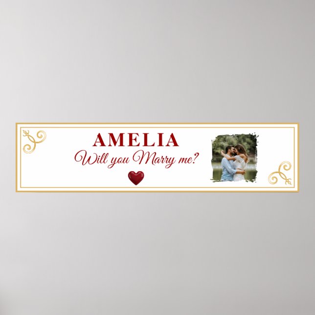 Wirst du mich heiraten Herz Romantischer Antrag Fo Poster (Vorne)