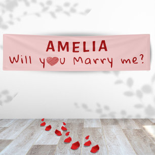 Wirst du mich heiraten Herz Rot Pink Romantischer  Banner