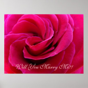 Wirst du mich heiraten?! Kunstprint mit rosa Rose Poster