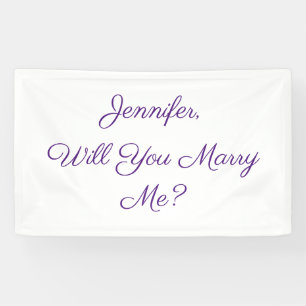 Wirst du mich heiraten? Lila Text auf Weiß Banner