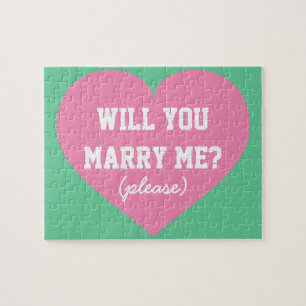 Wirst du mich heiraten? Rosa Herz Puzzle