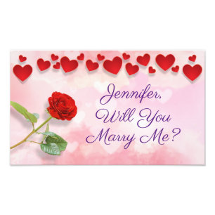 Wirst du mich heiraten? Rose und rote Herzen, Name Fotodruck