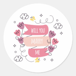 wirst du mich heiraten runder aufkleber