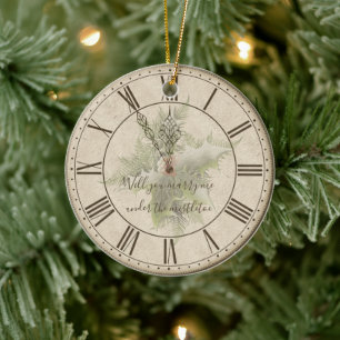 Wirst du mich unter dem Mistelzweig heiraten Keramik Ornament