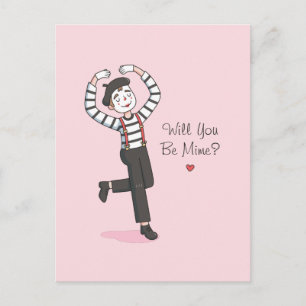 Wirst du Mime Doodle sein, lustiger Valentinstag? Postkarte