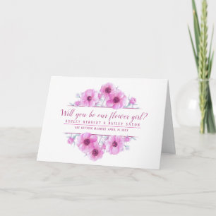 Wirst du unser Blumenmädchen rosa Blumen Karte