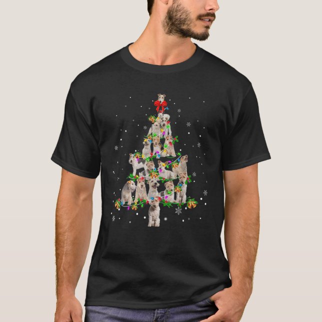 Wirthaarige Fox Terrier Weihnachtsbaum X Mas T-Shirt (Vorderseite)