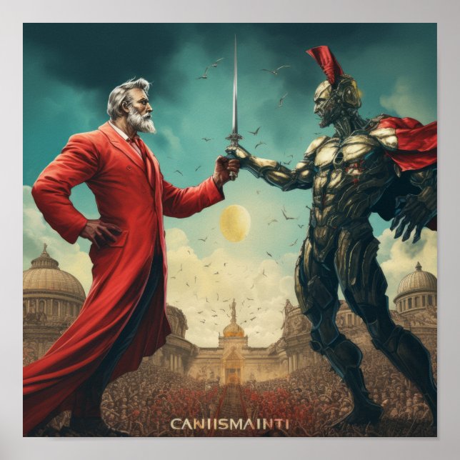 Wirtschaftliche Ideologien: Kapitalismus gegen kom Poster (Vorne)