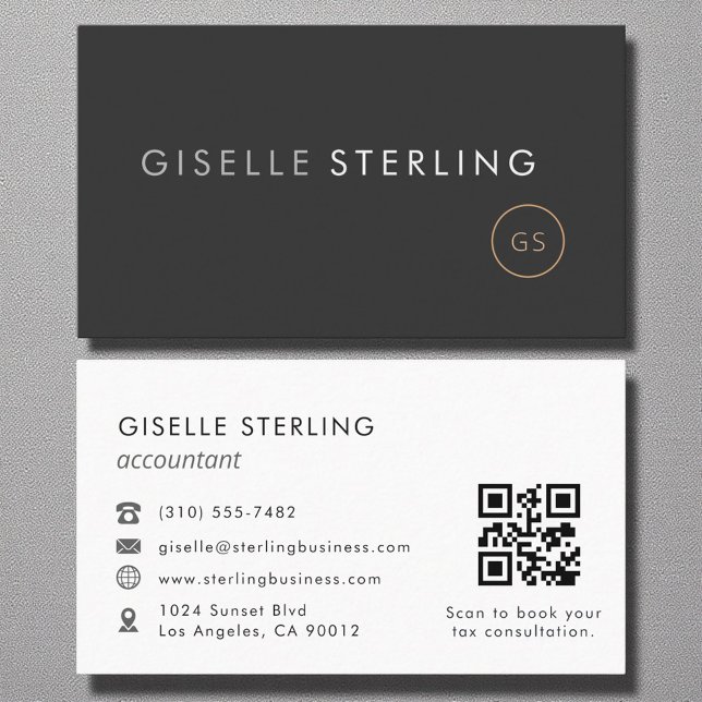 Wirtschaftsprüfer QR Code Luxury Black Elegant Visitenkarte (Von Creator hochgeladen)